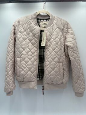 Ashley Outerwear Quilted Bomber Jacket Pink Plaid Lined NWT